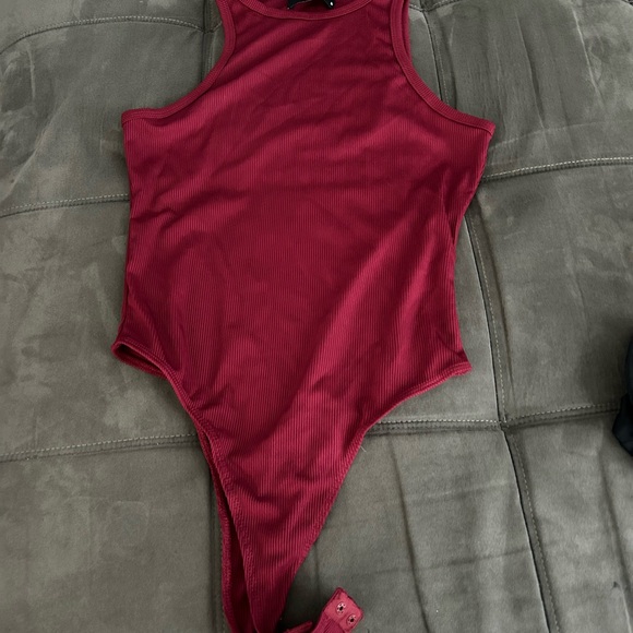 Cider Tops - Cider Red Bodysuit One Piece with Scoop Neckline